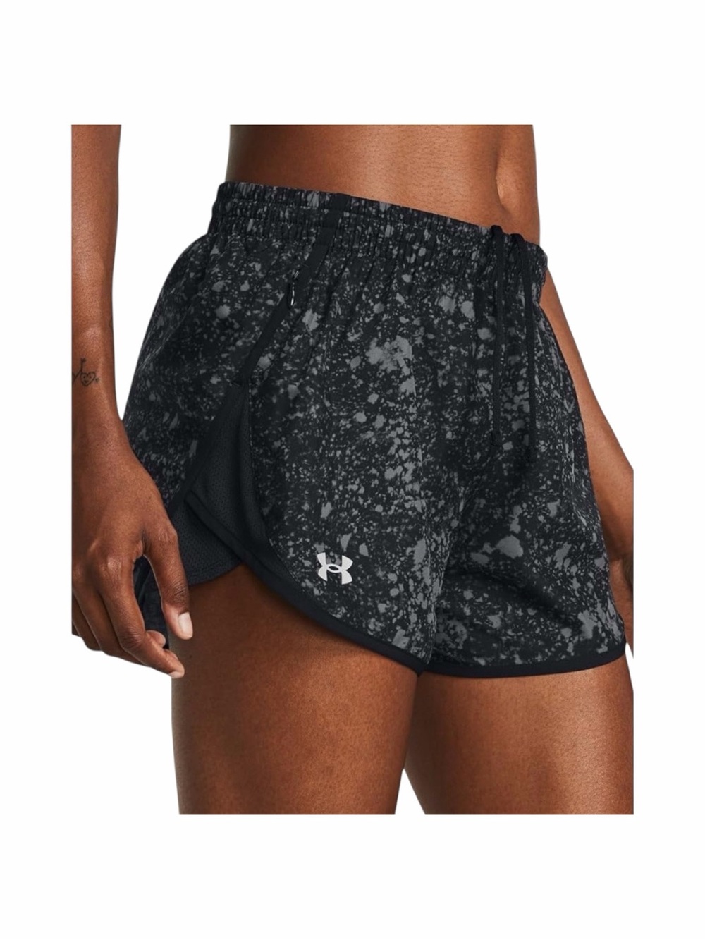 Under Armour-Women’s Fly by-Black Splatter Run Shorts-size medium
